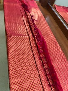 ✨RED semi silk saree - FREE BLOUSE ✨