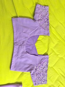 Embellished Lavender Saree with Mirror Work
