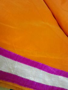 Plain Saree With Shimmering Border And Work Blouse