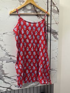 Red Floral Print Camisole Dress