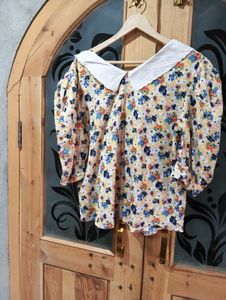 Floral Blouse with Peter Pan Collar