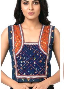 Embroidered Ethnic Denim Top Blouse