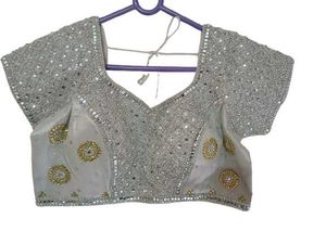Embellished Silver Blouse for Sarees