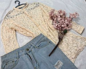 🎉Buy1 Get1 Free🎉Lace Sheer Shirt P