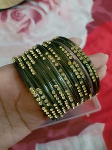 Green & Gold Embellished Bangle Set