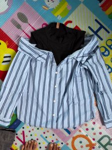 Stylish Off-Shoulder Striped Shirt