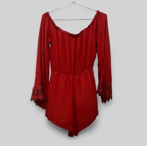 Red Off-Shoulder Romper Size S