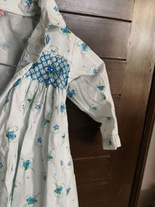 Baby Girl's Blue Floral Cotton Dress