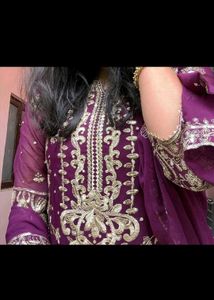 Elegant Embroidered Purple Kurta Set