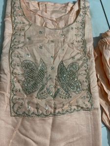 Peach Embroidered Kurta Set