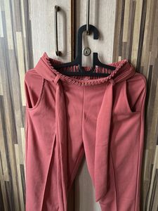 Stylish Coral Belted Pants