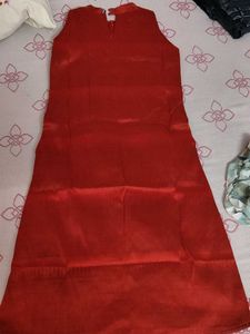 Elegant Red with golden stripe ethnic dress