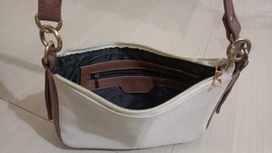 Chic Canvas &amp; Faux Leather Shoulder Bag