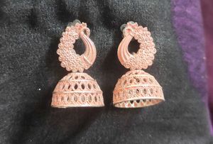 Peach Jhumka Earrings