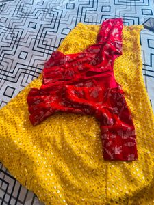 Vibrant Yellow Sequined Ethnic Skirt