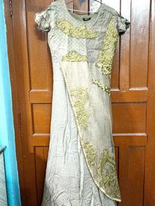 Designer long dress with Gold Embroidery