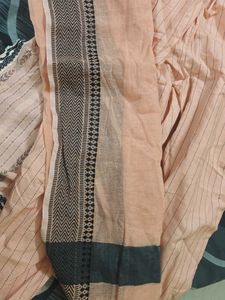 Peach Striped Kurta Set with Dupatta