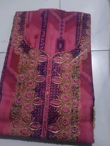 Unstitched Suit with Neck Embroidery