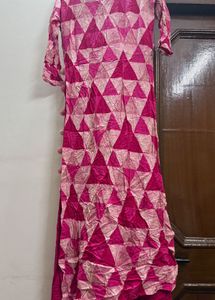 Vibrant Pink Geometric Print Kurta