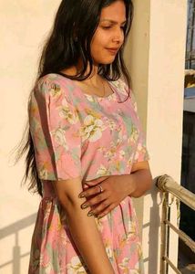 Pink Floral Tiered Maxi Dress_S