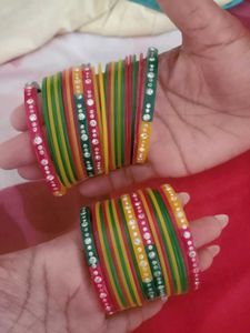 Colorful Bangles with Rhinestone Accents