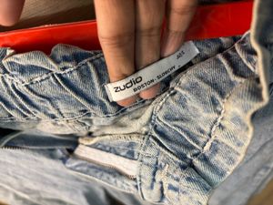 Light Wash Paperbag Waist Jeans