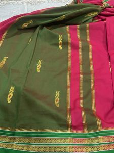 Elegant Pink & Green Saree