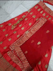 Stunning Red Embroidered Lehenga Choli Set