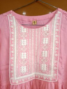 Pink Embroidered Sharara Suit Set