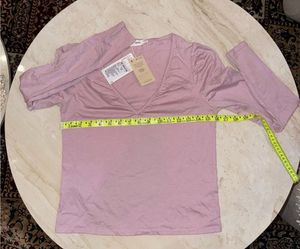Mango Pink long Sleeve V-Neck Top