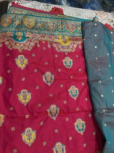 rose pink elegant saree new  with blau