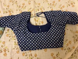 Navy Blue Embroidered Blouse
