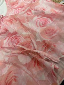 Sheer Floral Print Tie-Front Top