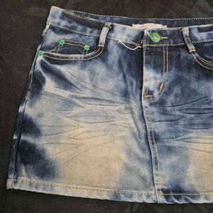Distressed Denim Mini Skirt y2k