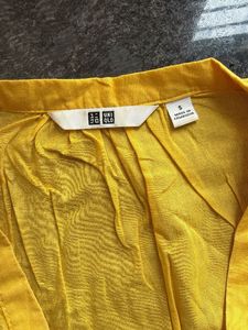 Yellow Embroidered V-Neck Top
