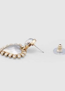 Gold toned and artificial stone drop earring