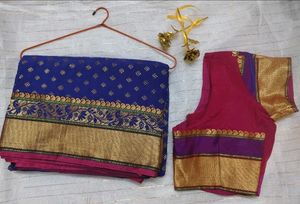 Elegant Blue &amp; Gold Banarasi Silk Saree