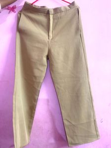 Women Beige High Waist Formal Pant