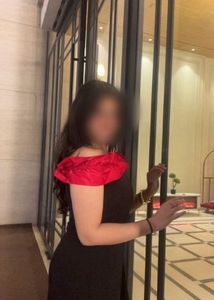 long Black Dress with Red Ruffle