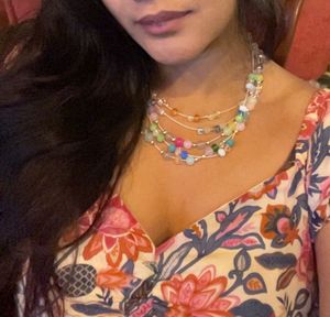 Multi-Color Beaded Necklace & Earrings Set