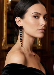 New Elegant Black Gemstone Drop Earrings