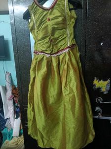 Green Ruched Gown dress with Embellished Neckline