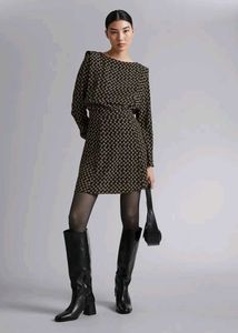 H&m Patterned Mini Dress with Long Sleeves
