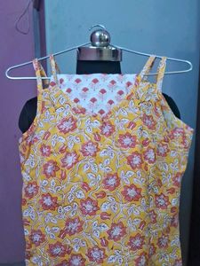 Yellow Floral Print  kurta plazzo n dupatta