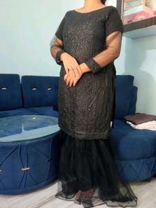 Black Embellished Kurta Set