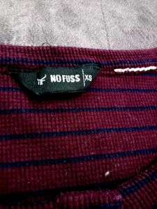 Maroon Striped Crop Top
