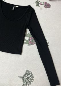 Black Ribbed Top ( xxs )