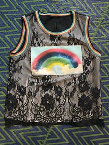 Black Lace Rainbow Top