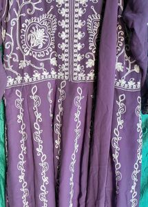 Elegant Purple Kurta Set with White Embroidery