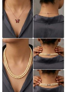 Elegant Pearl Necklace and Butterfly Pendant